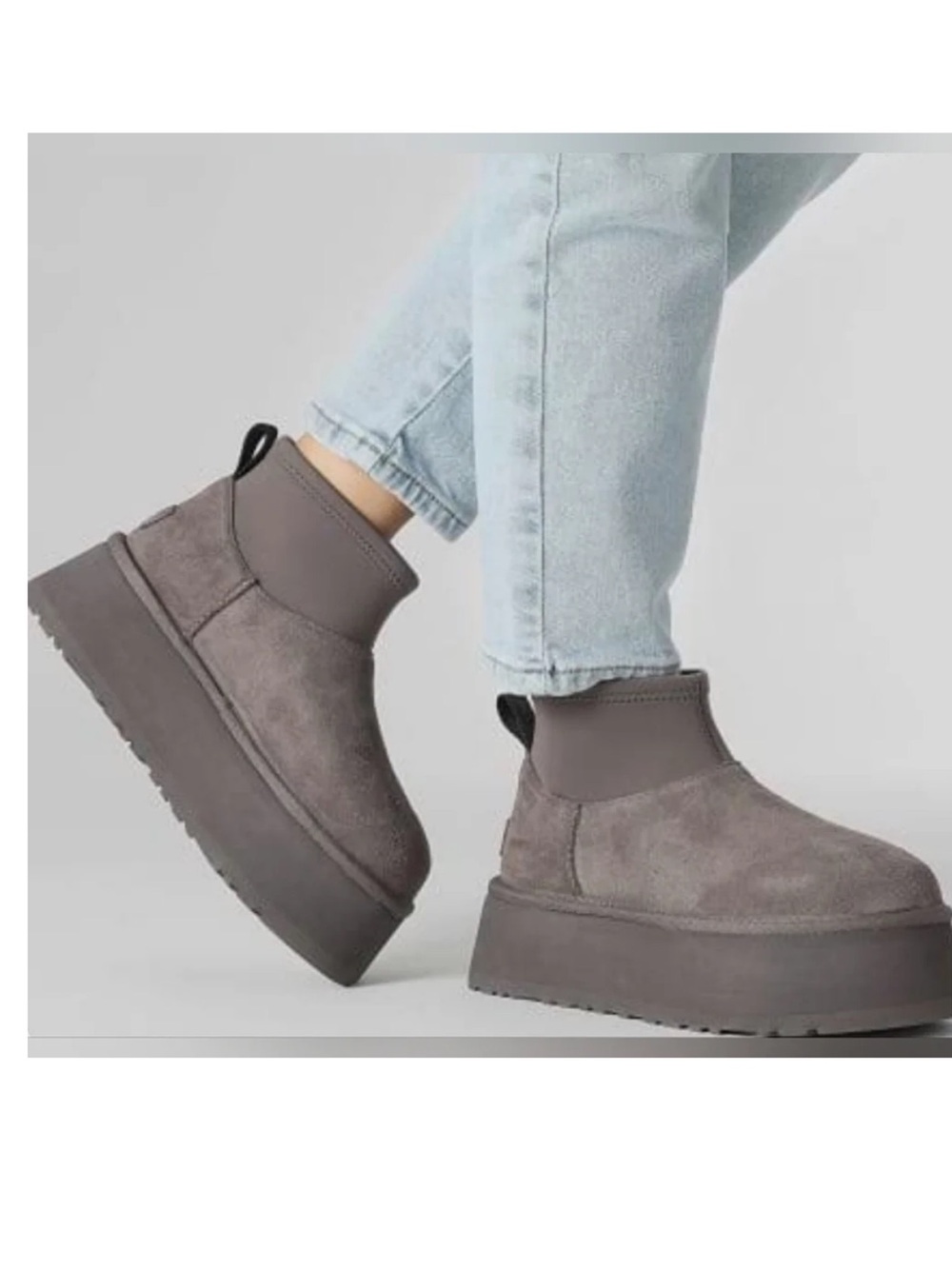 UGG Classic Mini Dipper Gray Platform Ankle Boots Size 5